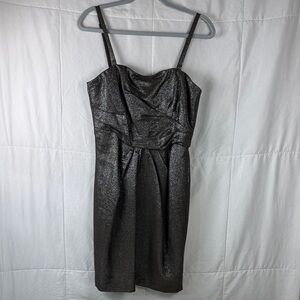 Tahari Metallic Shimmer Dress Petite 8 Spaghetti Strap